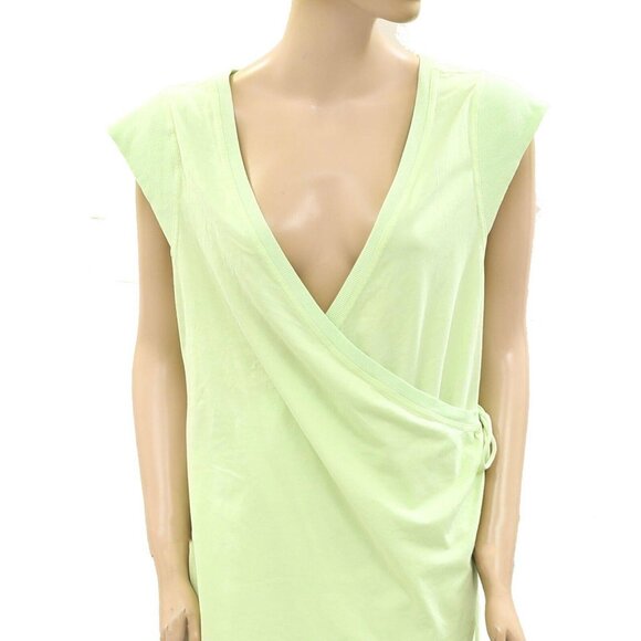 Daily Practice by Anthropologie Montauk V-Neck Mini Dress Wrap Lime S NWT - Picture 5 of 8